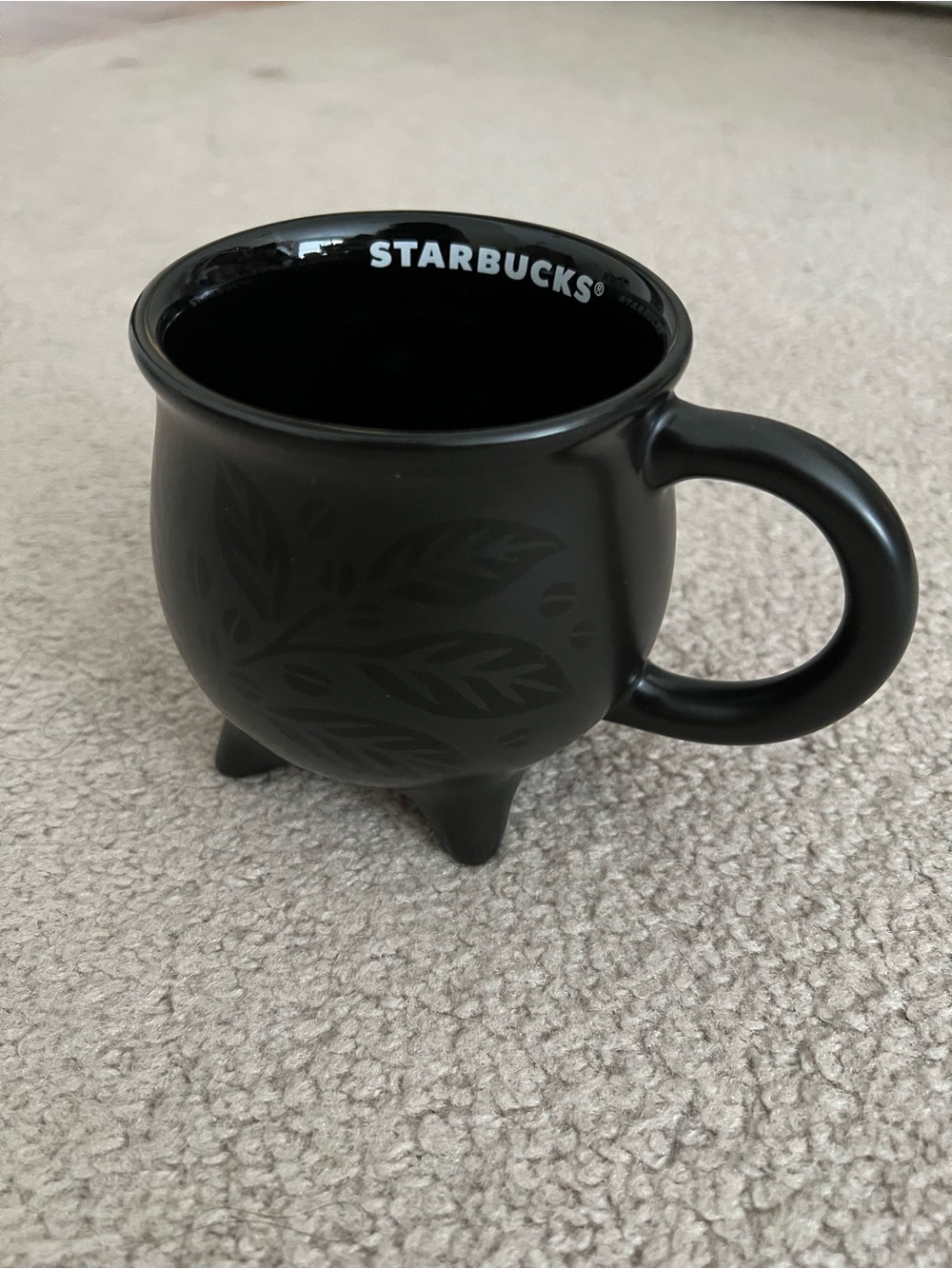 Starbucks Matte Black Tripod Cauldron Mug Halloween
